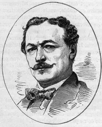 Portrett av Edouard Louis Dubufe (1820-1883), fransk maler. Gravering i "" Le Monde Illustré"" nr. 890 av 2. mai 1874.