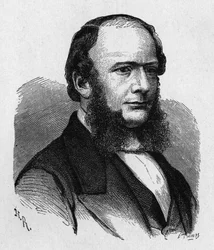 Portrett av Ernest Werner von Siemens (1816 - 1892), tysk ingeniør og industrimann, grunnlegger av selskapet som skapte den første store europeiske telegraflinjen... - i "" Album of Science; berømte vitenskapsmenn; Store funn""" 1896.