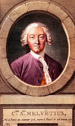 Portrett av den franske filosofen Claude Adrien Helvetius (1715-1771), gravering. 1772.