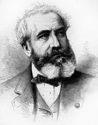 Portrett av Gabriel Jean Antoine Davioud (1824-1881), fransk arkitekt. Gravering i "" Le Monde Illustré"" nr. 1255 av 16. april 1881.
