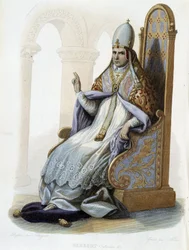 Portrett av Gerbert d'Aurillac, d'Aquitaine eller de Reims dit Sylvestre II (v. 938 - 1003) - i "" Le Plutarque francais"", red. Mennechet