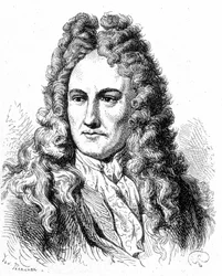 Portrett av Gottfried Wilhelm von Leibniz (1646 - 1716), tysk filosof og lærd - i "" Album of Science; berømte lærde; Store funn""" 1896.