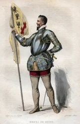 Portrett av Henry I, hertug av Guise (1550-1588) kalt "den arrede", illustrasjon fra "" Le Plutarque Français"" av Edmond Mennechet