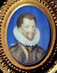 Portrett av Henrik I av Lorraine, hertug av Guise dit le Balafre (1550-1588) Anonym gouache på velin. Chantilly fra 1500-tallet, Musee Conde
