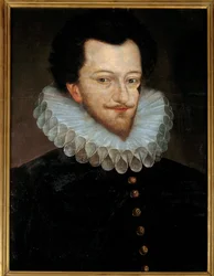 Portrett av Henry I av Lorraine, tredje hertug av Guise kalt scar (1550-1588) Anonymt tremaleri av den franske skolen. 1500-tallets søn. 0,66x0,46 m
