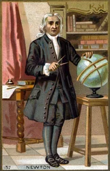 Portrett av Isaac Newton (1642-1727). Kromolitografi fra slutten av 1800-tallet.