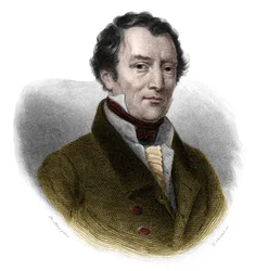 Portrett av Jacques-Antoine (Jacques Antoine) Manuel (1775-1827), fransk advokat og politiker. i "" Book of Speakers" av Louis de Cormenin Timon. 1842. Privat samling.