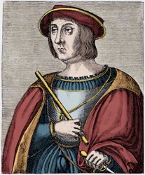 Portrett av Jacques II de Chabannes (La Palice) (1470-1525) gravering fra "Louis XII et Anne de Bretagne" av Paul Lacroix, ed Georges Hurtrel