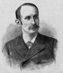 Portrett av Jacques Marie Eugene Godefroy-Cavaignac (Godefroy de Cavaignac, Godefroy Cavaignac) (1853-1905), fransk politiker, krigsminister i 1895. Inngravering i «La gazette du dimanche»» av 14. november 1895.