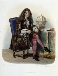 Portrett av Jean Francois Regnard, fransk forfatter og dramatiker (1655-1709) - i "" Le Plutarque francais ", av Mennechet