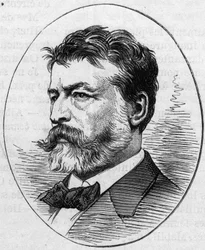 Portrett av Jean Louis Ernest Meissonnier (1815-1891), fransk maler. Gravering i "" Le Monde Illustré"" nr. 890 av 2. mai 1874.