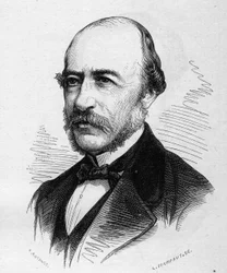 Portrait of Joseph Autran (1813-1877), French poet. Engraving in “” Le Monde Illustré”” n°1040 of 17 March 1877.
