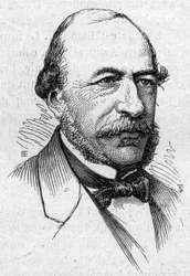 Portrett av Joseph Autran (1813-1877), fransk poet og akademiker. Gravering i "" Le Monde Illustré"" nr. 883 av 14. mars 1874.