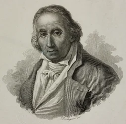 Portrett av Joseph Marie Charles, kalt Jacquard (1752-1834), fransk vever og oppfinner av Jacquard-vevstol, gravering av Guadagnini