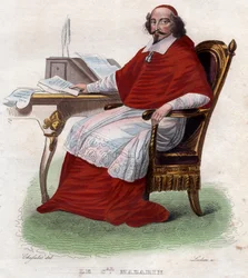 Portrett av Jules Mazarin (1602-1661), fransk italiensk kardinal, diplomat og politiker.