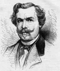 Portrett av Jules de Goncourt (1830-1870), fransk forfatter. Gravering i "" Le Monde Illustré"" nr. 690 av 2. juli 1870.