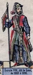 Portrett av Ludvig VIII av Frankrike kjent som Løven (1187-1226) (Kapetianernes dynasti). Illustrasjon sent på 1800-tallet.