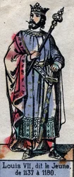 Portrait of Louis VII of France, known as Louis the Young (1120-1180) (dynasty of the Capetians). Illustration late 19th century.