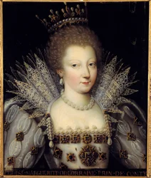 Portrett av Louise Marguerite de Lorraine, prinsesse av Conti Maleri av den franske skolen på 1600-tallet. Dim 0,57 x 0,47 m Chantilly, Musee Conde