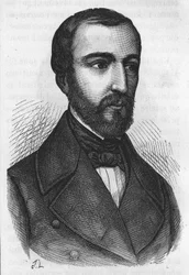 Portrett av M. de Falloux, fransk politiker (1811 - 1886). Gravering fra L'Histoire de France av Henri Martin. sd. 1800-tallet.
