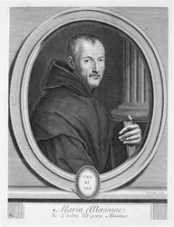 Portrett av Marin Mersenne (1588-1648) gravert av Duflos