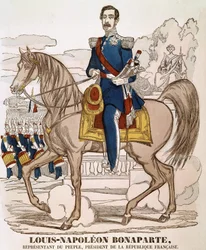 Portrett av Napoleon III - representant for folket, president i den franske republikken. (Charles Louis Napoleon Bonaparte) (1808 - 1873). Spinal bilde.