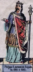 Portrait of Philip II of France, known as Philippe Auguste (1165-1223) (dynasty of the Capetians). Illustration late 19th century.
