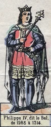 Portrett av Filip IV av Frankrike, kjent som Filip Belen (1268-1314) (kapeternes dynasti). Illustrasjon sent på 1800-tallet.