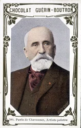 Portrett av Pierre Puvis de Chavannes, fransk maler (1824-1898). Miniatyrbilde av Guérin-Boutron-sjokolade