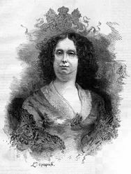 Portrett av Sophie Frederique Mathilde av Württemberg (1818-1877), dronning av Holland. Gravering i "" Le Monde Illustré"" n°1053 av 16. juni 1877.