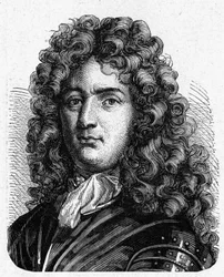 Portrait of Vauban (1633 - 1707). (Sébastien Le Prestre de Vauban) (Maréchal de France and military engineer) - in “” Album de la Science; illustrious scientists; Great discoveries””” 1896.