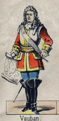 Portrait of Vauban Sebastien the Prestre (1633-1707), marechal of France. Image of Epinal from the end of the 19th century. Private collection.