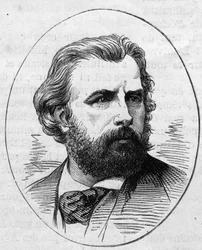Portrett av William Adolphe Bouguereau (1825-1905), fransk maler. Gravering i "" Le Monde Illustré"" nr. 890 av 2. mai 1874.
