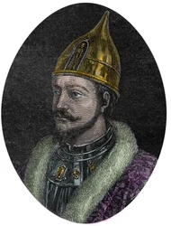 Portrett av Jaroslav I den vise (Jaroslav Vladimirovitsj) (Jaroslav I) (978-1054), storfyrste av Kievriket - Portrett av Jaroslav den vise - Jaroslav I, storfyrste av Rus - fra «Nytt nasjonalt leksikon» av Maurice La Charest - 1870