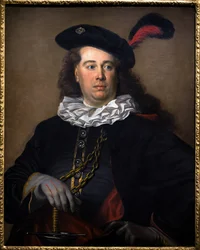 Portrett av en skuespiller eller en mann i maskeradekostyme, cirka 1785