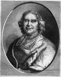 Portrett av kardinalen til Andre Hercule de Fleury (1653-1743), kardinal, statsminister i Louis XV. Gravering i "Historien om pavene-kongene-dronninger og keisere gjennom århundrene"" av Maurice Lachatre