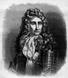 Portrett av marekalen til Catinat (Nicolas de Catinat de La Fauconnerie) (1637-1712), fransk militær. Gravering fra 1868 etter Leien.
