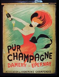 Plakat som reklamerer for Pur Champagne, fra Damery, Epernay
