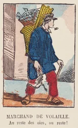 Fjærkrehandler. Til resten av gjessene, til resten!, rundt 1819 (trykk)