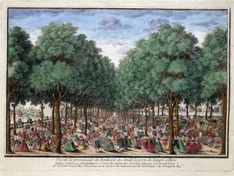 Promenade du boulevard, Porte du Temple i Paris - gravering