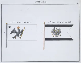 Prøyssiske flagg, fra en fransk bok med flagg, ca. 1819