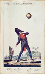 Elev av Lycee Napoleon Playing Ball, ca. 1805 (fargegravering)