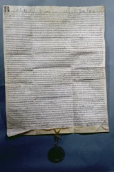 Ratifisering av Raymond VII (1197-1249) greve av Toulouse av Meaux-traktaten, ca. 1229
