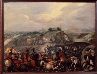 Religiøse kriger: Kong Henry IV har slaget ved Ivry 14.03.1590 (maleri)