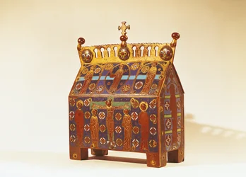 Relikvieskrin, 1100-1200-tallet (metall og emalje)