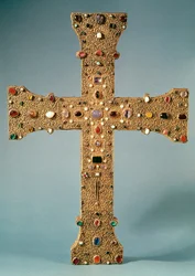 Relikviekors av Abbey of Valesse (forgylt tre, bergkrystall og halvedelstener)