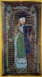 Representasjon av Geoffroi V (Geoffroy) Le Bel Plantagenet (greve av Maine og Anjou, hertug av Normandie) (1113-1151) Gravplakett i e-post. 1151. Museum of Tesse. Le Mans
