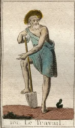 Representation of Work, as a man with tools. From “Mythology of Youth” by Pierre Blanchard 1803.