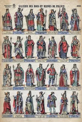 Representasjon av konger og dronninger av Frankrike fra Capetian-dynastiet (fra Louis VII til Charles VIII). Illustrasjon sent på 1800-tallet.