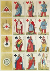 Reproduksjon av republikanske spillekort fra perioden med revolusjonen i 1848